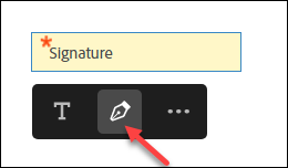 Click on pen to specify the field is a signature field