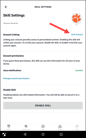Red arrow to Link Account on right