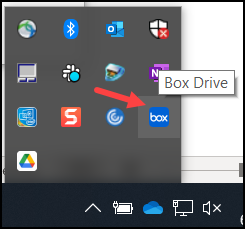 Red arrow to Box icon in taskbar