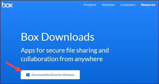 Arrow to download Box Drive