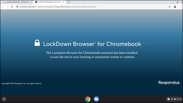 LockDown Browser installation complete screen