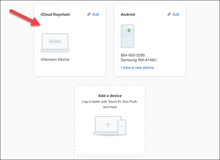 Red arrow to iCloud keychain