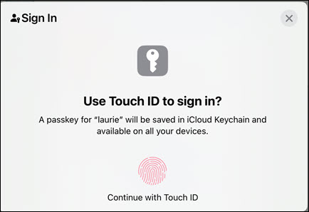 Use touch id to sign in