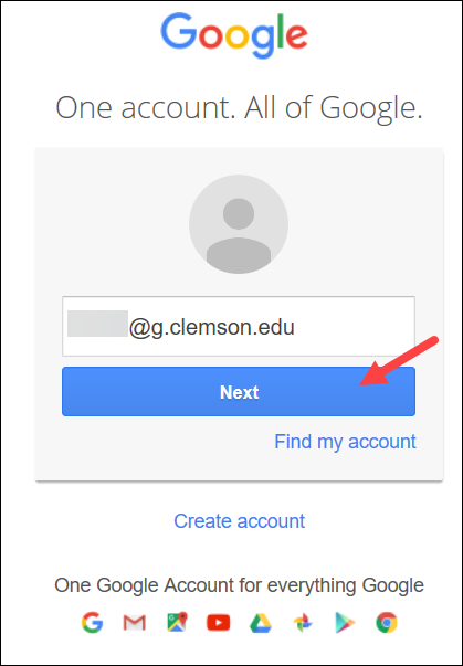 Click on the Next button so Google can search for your Gmail account