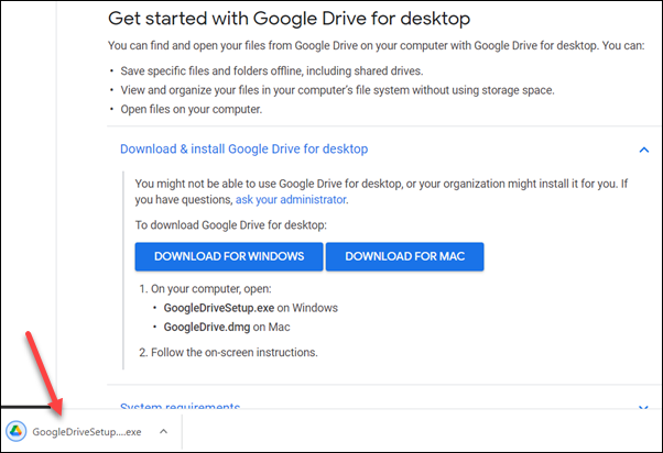 google drive windows setup