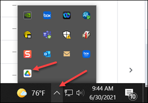 Google icon in tray
