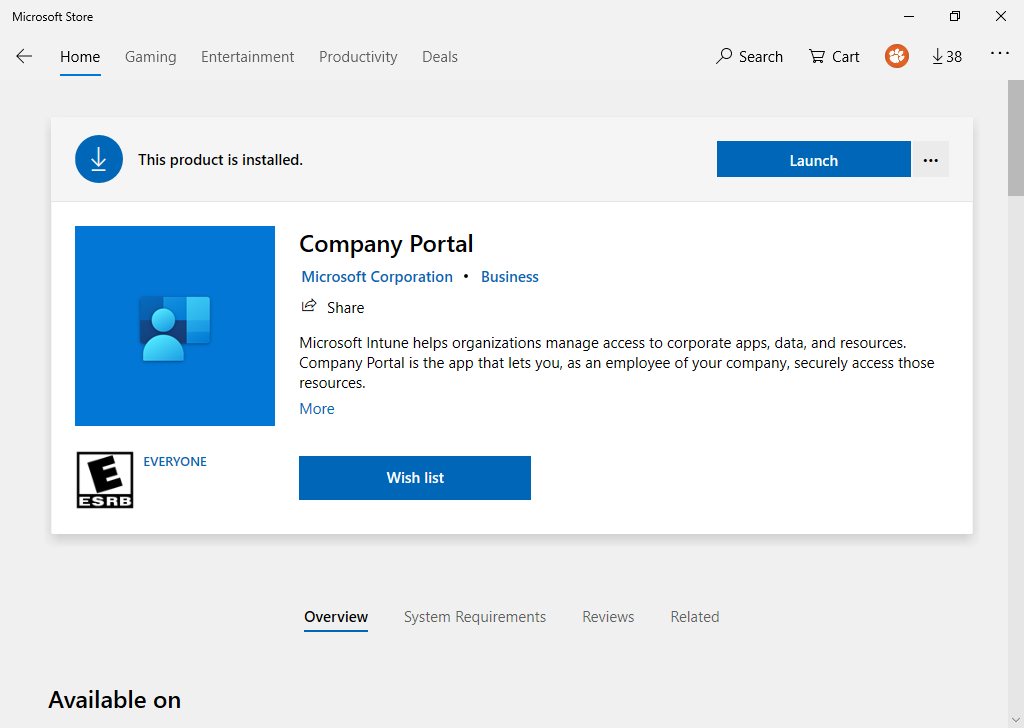 Howto Install Company Portal Windows 10