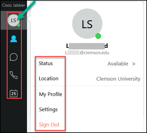 Red Boxes around options, Profile options, and arrow to Profile