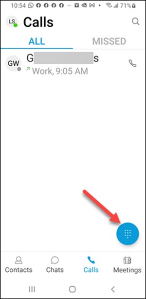 Red arrow to Dialpad icon