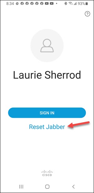 Red arrow to Reset Jabber
