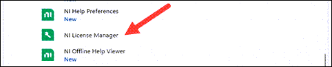 Red arrow to NI License Manager