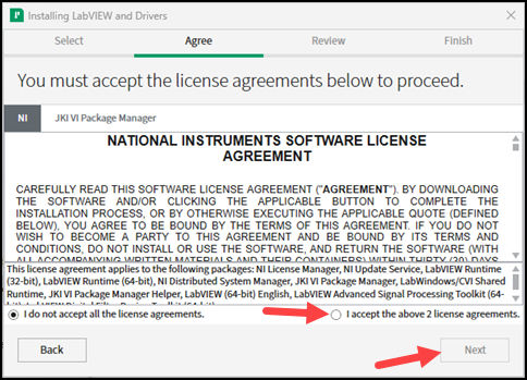 Red arrow to I accept and Next