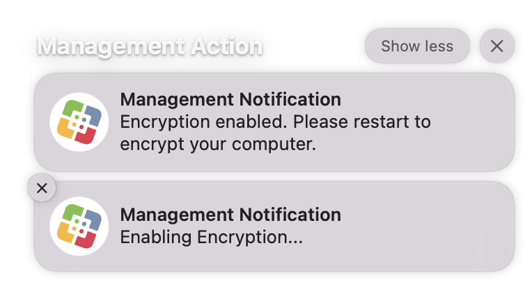 Encryption Enabled Notification