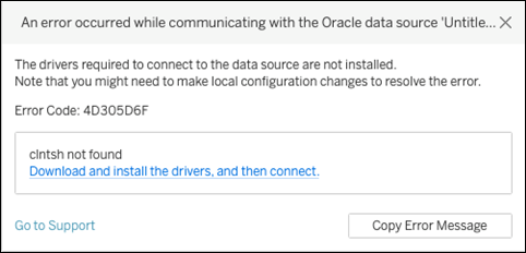 Error when connecting to Oracle on Mac with Tableau