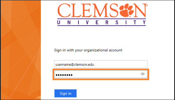 Orange box around password field