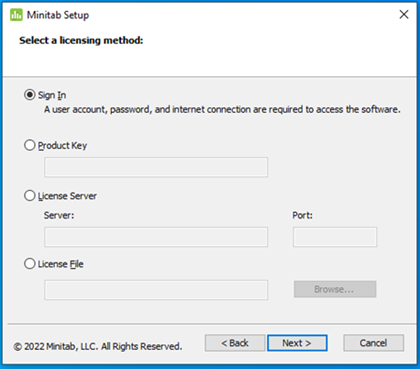 Minitab Setup Page