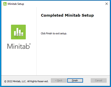 Minitab Finish page