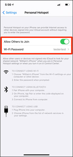 Red box around Allow Others to Join and Wi-Fi Password