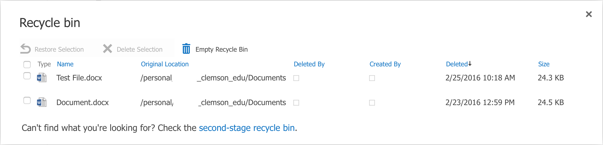 Onedrive For Business Recycle Bin