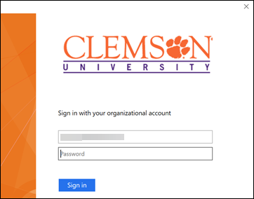 Clemson Sign in page