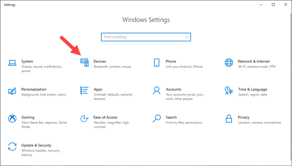This is the window that will appear when you open the Windows 10 Settings