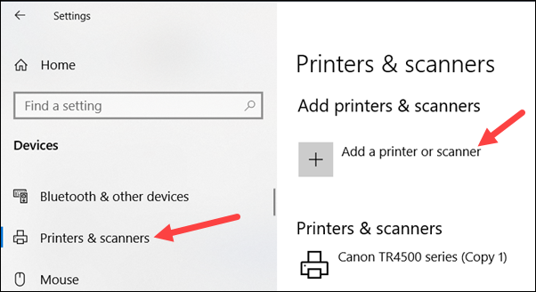 This is what should be displayed when you select the Printers & Scanners in the Devices settings