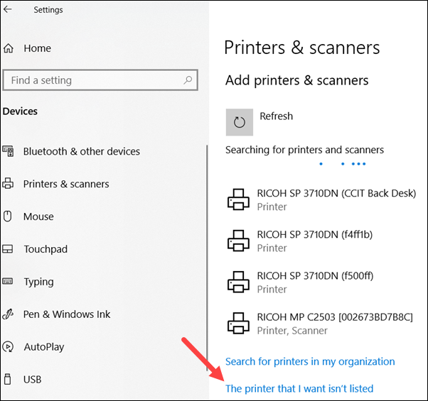This is the window that will appear when you go to manually specify which printer you want to install on the computer.
