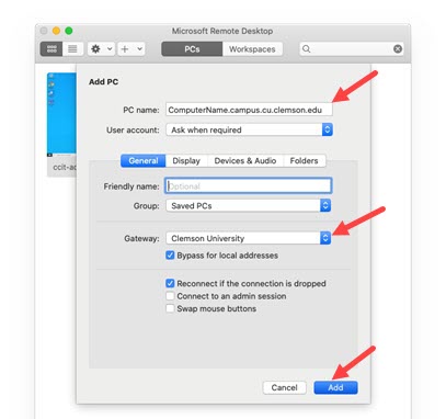 Remote Desktop General setting