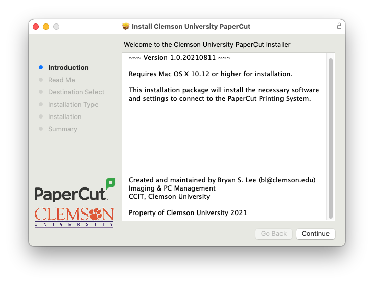 PaperCut Introduction screen