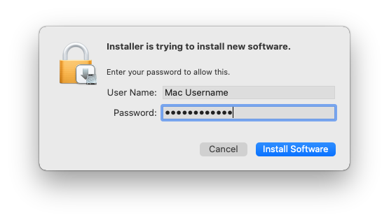 PaperCut Mac Password request