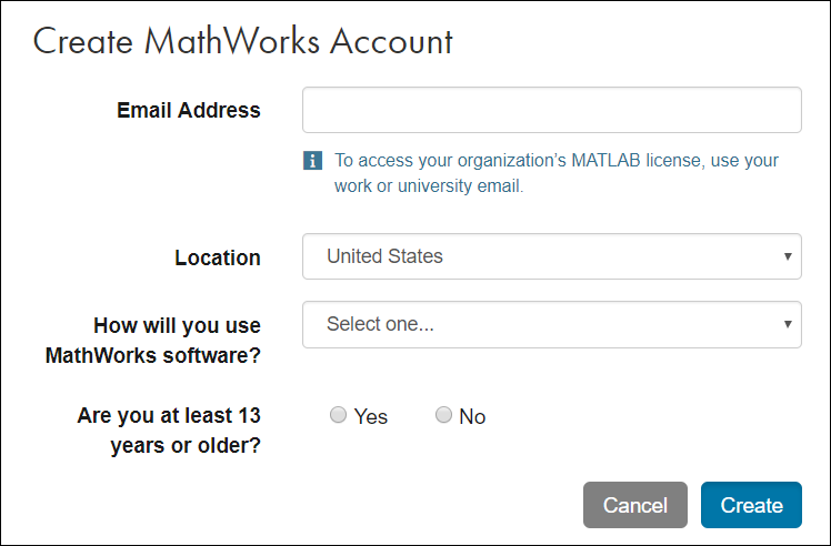 Create MathWorks account