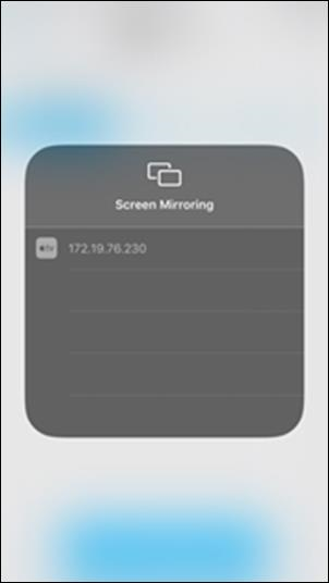 IP Address shows on screen mirroring screen on phone