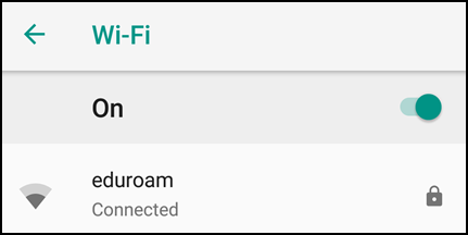 eduroam shows as connected in Wi-Fi