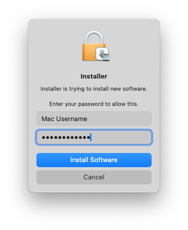 Mac authentication window