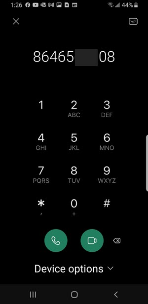 Webex keypad on phone