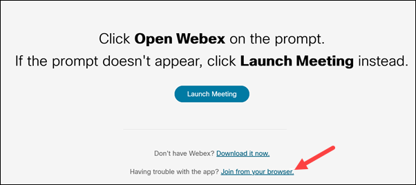 Red arrow to "Join from your browser"