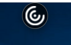 Round icon at top of screen