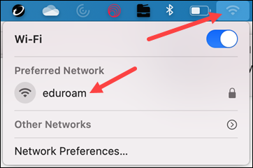 Red arrows to Wi-Fi and eduroam