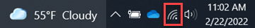 Wi-Fi icon with red box around it in taskbar