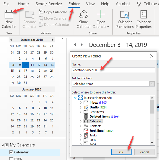 can i create a second calendar in outlook