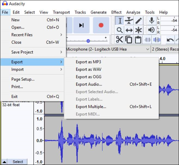 audacity recording sounds muffled