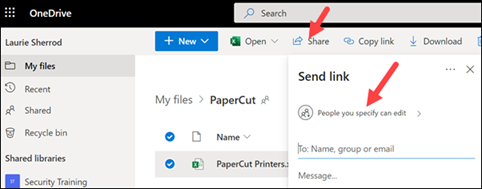 Share a file in OneDrive