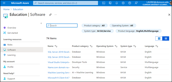 How to download software in Microsoft Azure