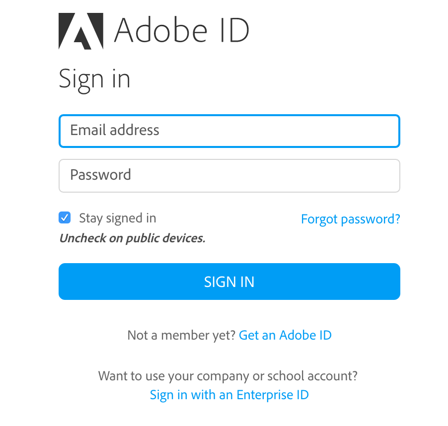 HOW TO: Login to Adobe Creative Cloud