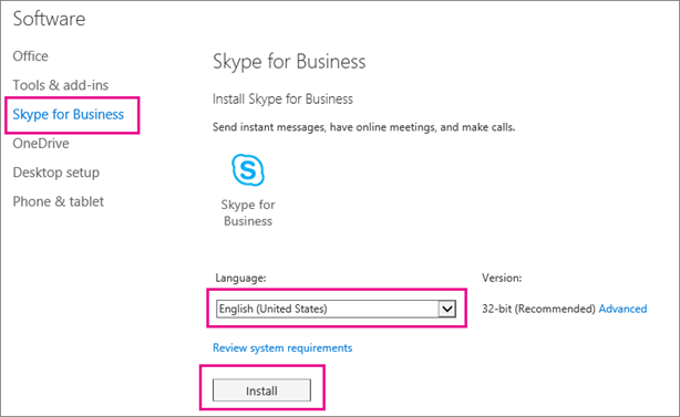 skype for business mac version list