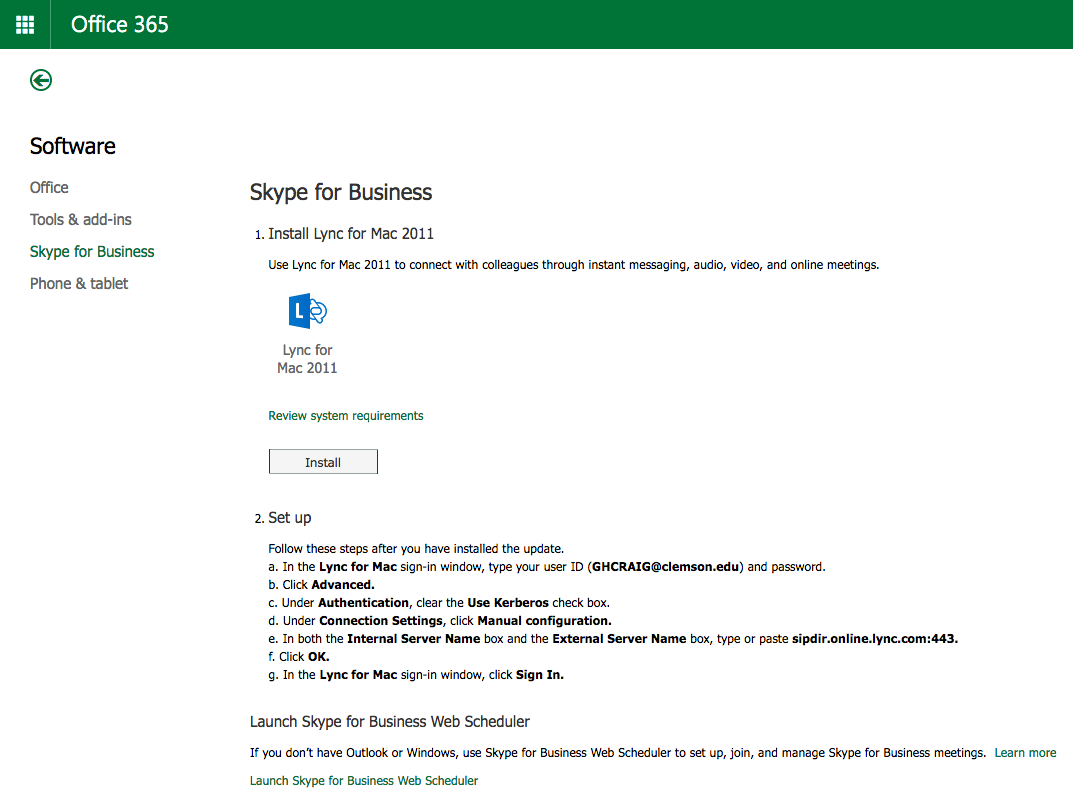 skype for business mac web app